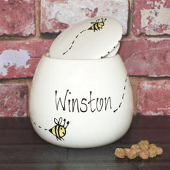 Personalised Ceramic Bumble Bee Cat Treat Jar