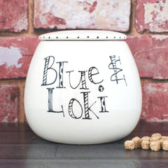Personalised Ceramic Doodle Font Cat Treat Jar