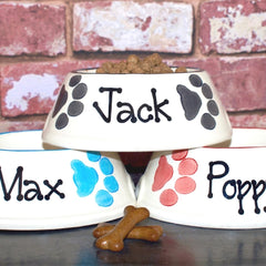 Personalised Ceramic Paw Print Cat Bowl