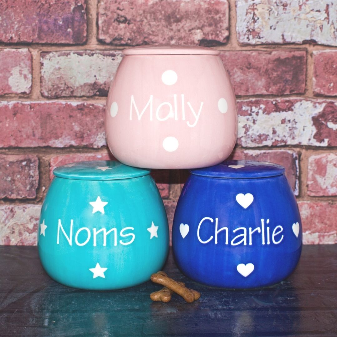 Personalised Ceramic Polka Dots Cat Treat Jars