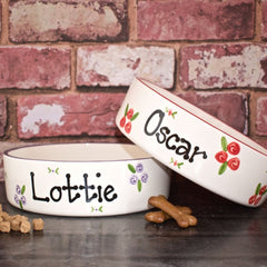 Personalised Ceramic Roses Cat Bowls