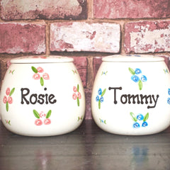Personalised Ceramic Roses Cat Treat Jars
