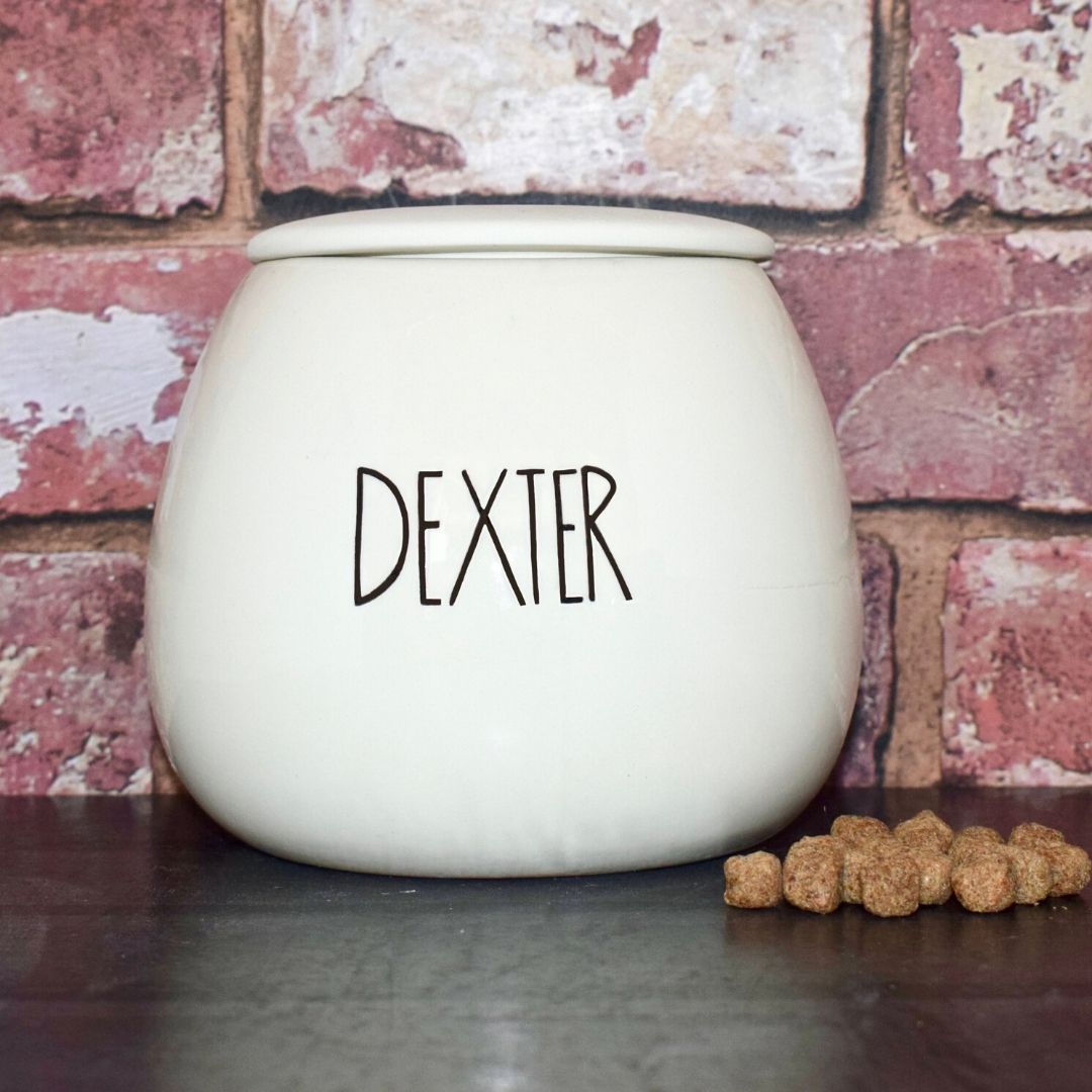 Personalised Ceramic Skinny Font Cat Treat Jar 2