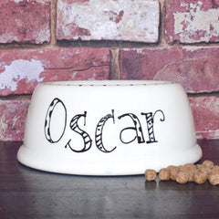 Personalised Ceramic Slanted Doodle Font Cat Bowl 3