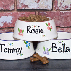 Personalised Ceramic Slanted Roses Cat Bowls