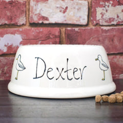 Personalised Ceramic Slanted Seagull Design Cat Bowl