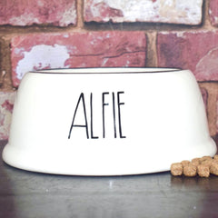 Personalised Ceramic Slanted Skinny Font Cat Bowl