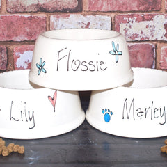 Personalised Ceramic Slanted Whimsical Cat Bowls