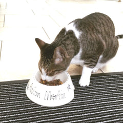 Personalised Ceramic Slanted Whimsical Cat Bowls 3