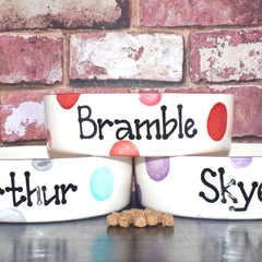 Personalised Ceramic Spotty Cat Bowls 2