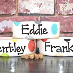 Personalised Ceramic Spotty Cat Bowls 3