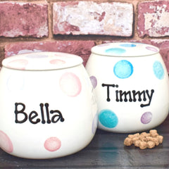 Personalised Ceramic Spotty Cat Treat Jars 2