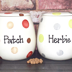 Personalised Ceramic Spotty Cat Treat Jars 3