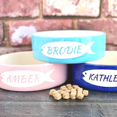 Personalised Fish Design Cat Bowls