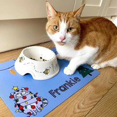 Personalised Neoprene Christmas Cat Placemat 3