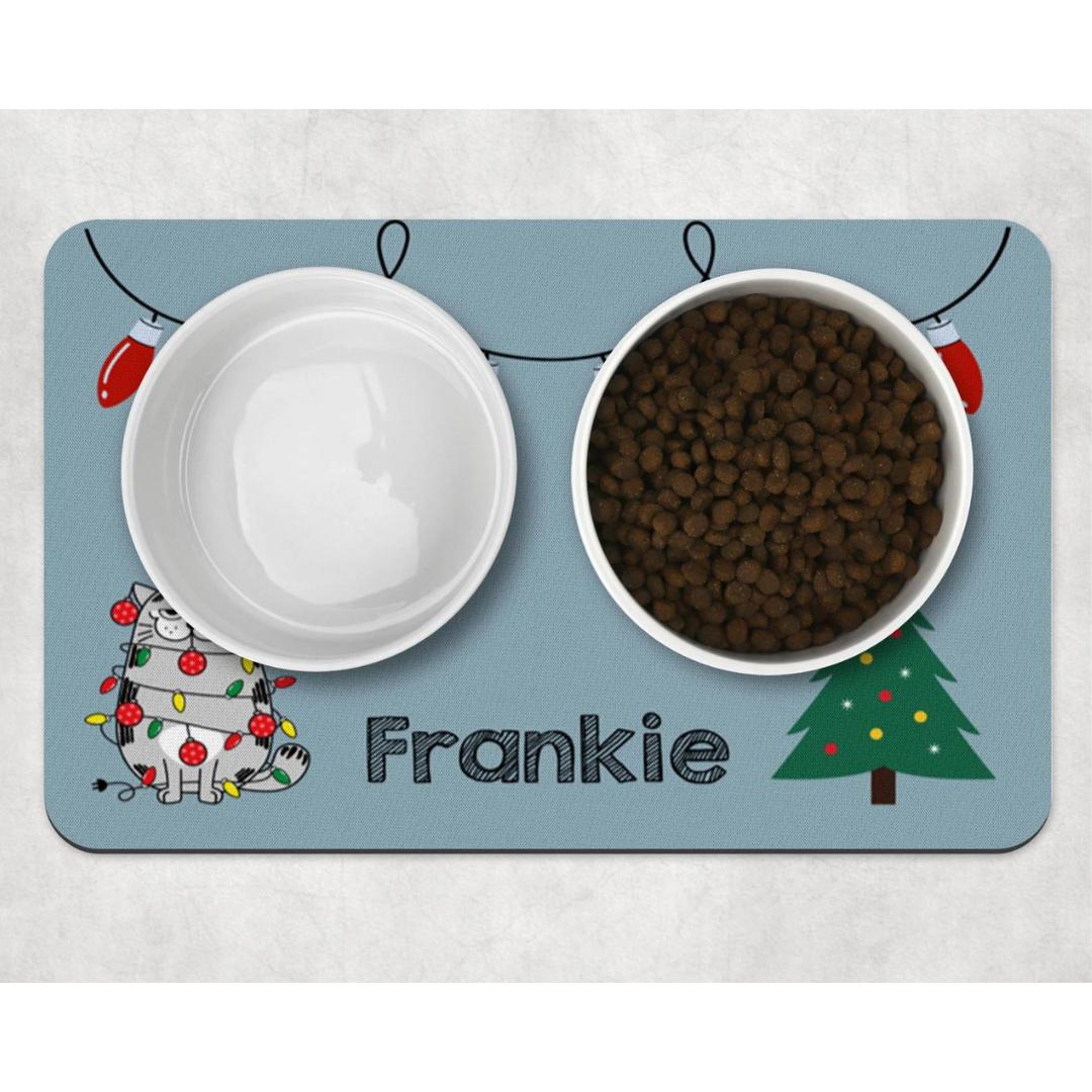 Personalised Neoprene Christmas Cat Placemat