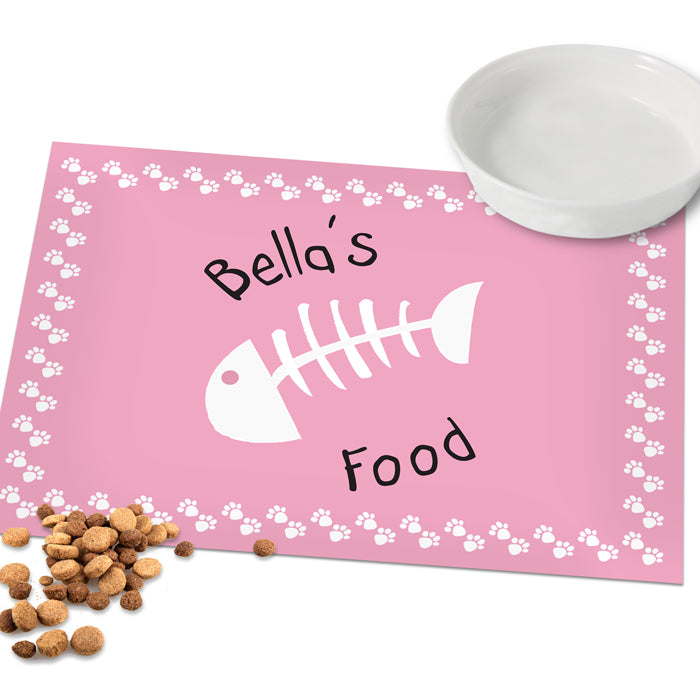 Personalised Pink Fish Bone Cat Placemat