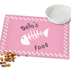 Personalised Pink Fish Bone Cat Placemat