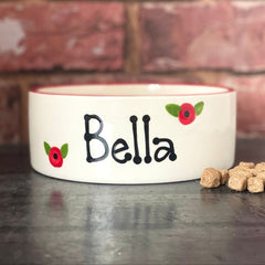 Personalised Poppy Design Cat Bowl 2