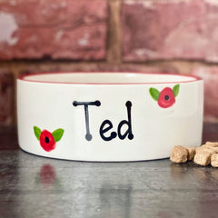 Personalised Poppy Design Cat Bowl