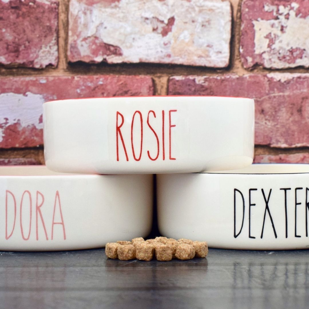 Personalised Skinny Font Design Cat Bowl