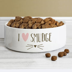 Personalised Cat Features White Pet Bowl
