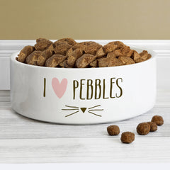 Personalised Cat Features White Pet Bowl