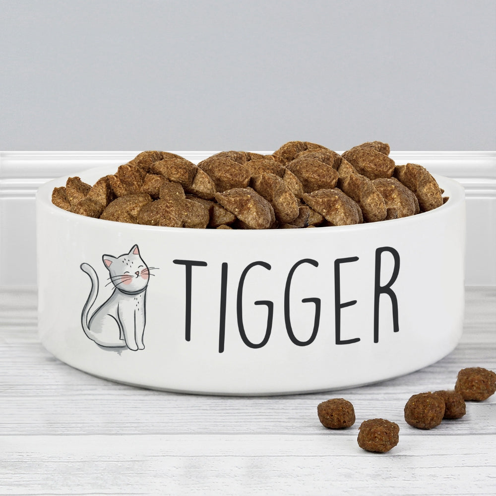 Personalised Scribble Cat Pet Bowl