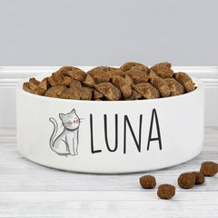 Personalised Scribble Cat Pet Bowl