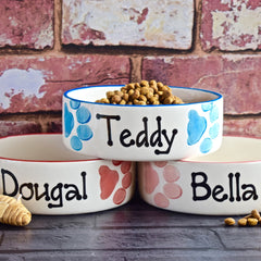 Personalised Paw Print Cat Bowls