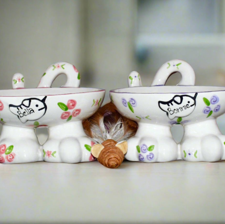 Personalised Roses Cat Legs Bowl