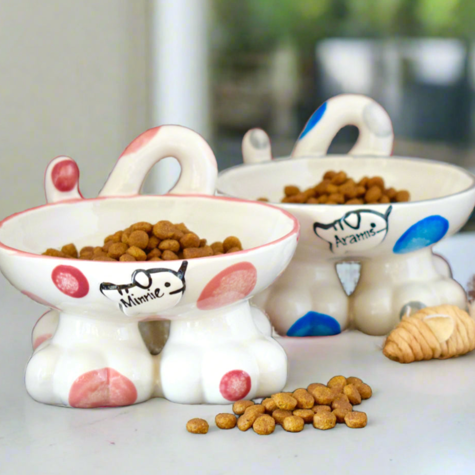 Personalised Spotty Cat Legs Bowl