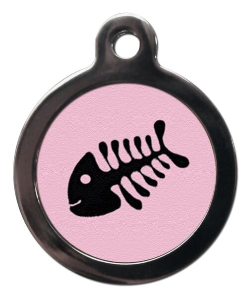 Pink Fish Bone Cat ID Tag