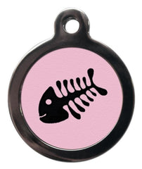 Pink Fish Bone Cat ID Tag