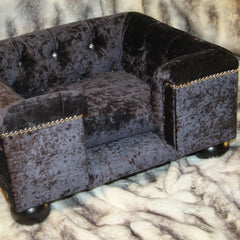 Sandringham Cat Chesterfield Ebony Crushed Velvet