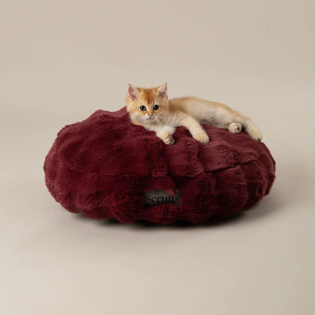 Scruffs Festive Fur Cat Bed - Burgundy