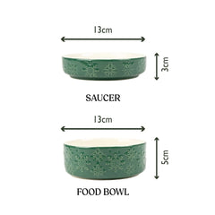 Scruffs Snow Bowl Food & Saucer Gift Set - Green