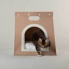 Stockholm Felt Bag Cat Bed - Tan