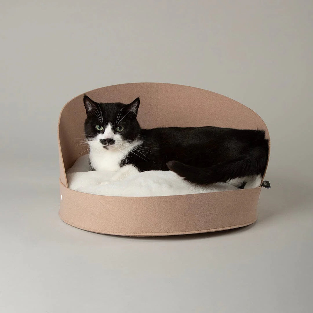 Stockholm Felt Round Cat Bed - Tan