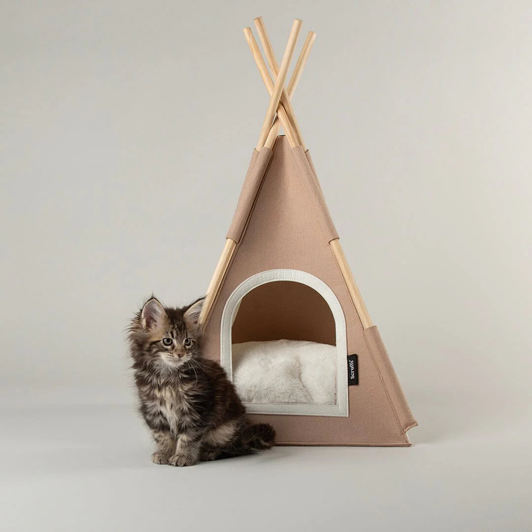 Stockholm Felt TeePee Cat Bed - Tan