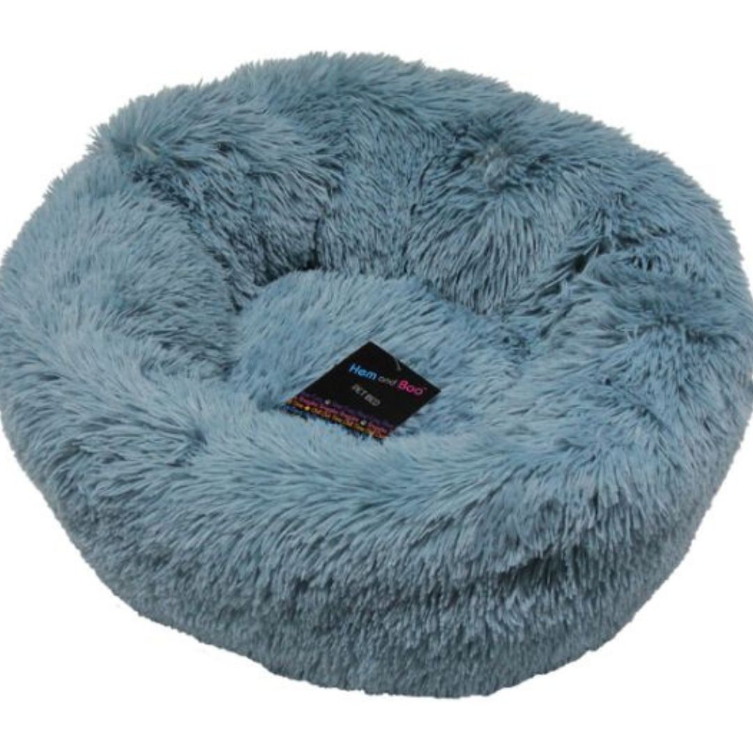 Teal Relaxation Calming Donut Cat Bed