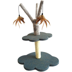 Velvet Luxe 2 Tier Kitten Scratcher Fleck Tweed With Feathers