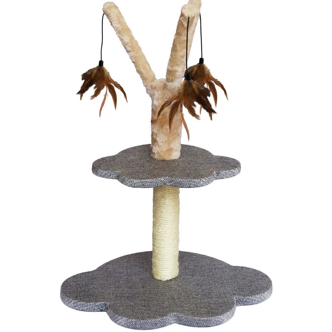 Velvet Luxe 2 Tier Kitten Scratcher Herringbone Tweed