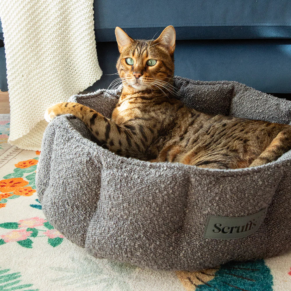 Boucle Cat Bed - Slate Grey