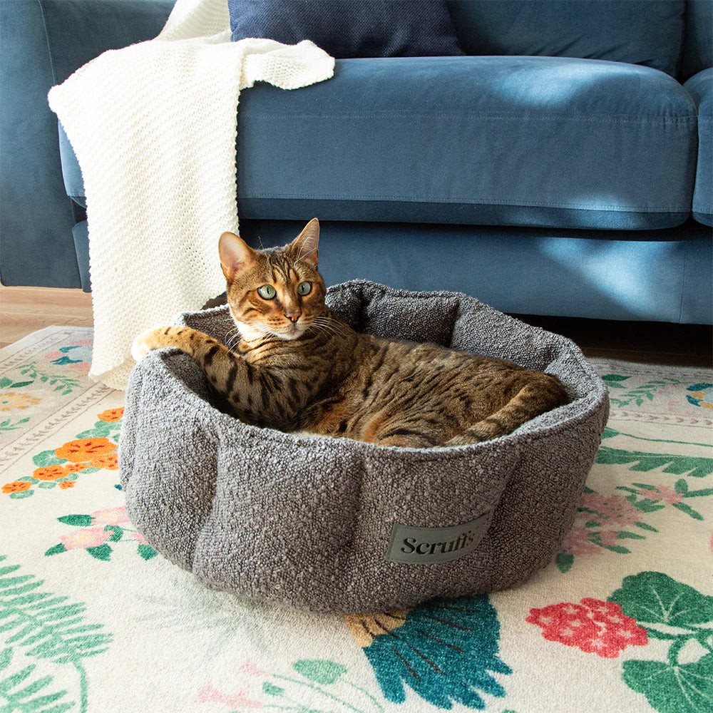Boucle Cat Bed - Slate Grey