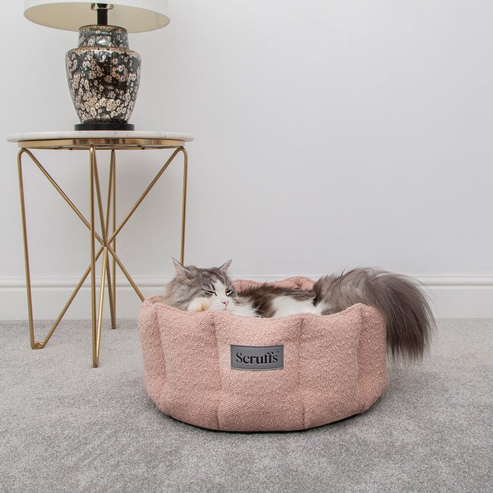 Boucle Cat Bed - Blush Pink
