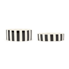 Amalfi Striped 2 Piece Cat Food Bowl & Saucer Set - Black