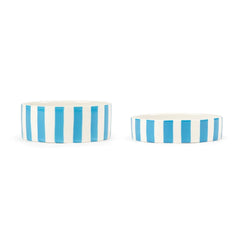 Amalfi Striped 2 Piece Cat Food Bowl & Saucer Set - Blue
