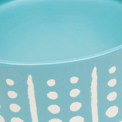 Aztec 2 Piece Cat Food Bowl & Saucer Set - Turquoise Blue