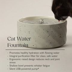 Zen Cat Water Fountain 20cm - Grey